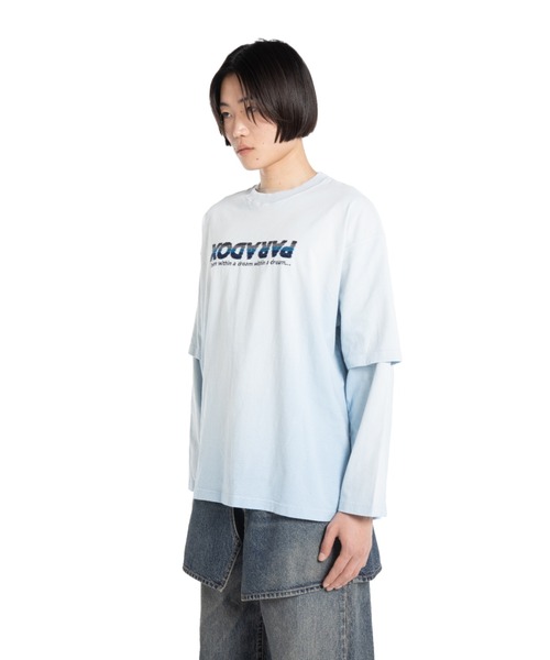 DAIRIKU（ダイリク）の「"PARADOX"Embroidery Switching Tee（Tシャツ/カットソー・メンズ・アクア/ブラック・L/M）」の7枚目の写真