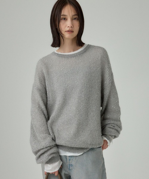 BABYLONE（バビロン）の「アゼアミモヘアシアーニット（ニット/セーター・レディース・ブラック/ブルー/クリーム/グレー/ブラックミックス・フリー）」の3枚目の写真