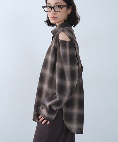 CODE A（コードエー）の「shadow check over shirt（シャツ/ブラウス・レディース・ブラウン系その他2/ネイビー系1・00）」の18枚目の写真