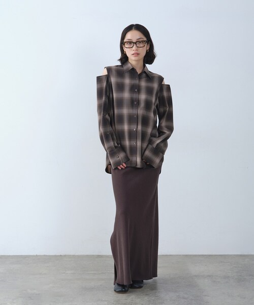 CODE A（コードエー）の「shadow check over shirt（シャツ/ブラウス・レディース・ブラウン系その他2/ネイビー系1・00）」の17枚目の写真