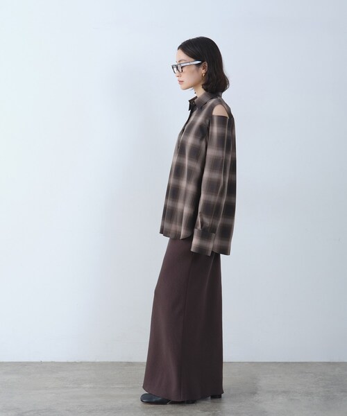 CODE A（コードエー）の「shadow check over shirt（シャツ/ブラウス・レディース・ブラウン系その他2/ネイビー系1・00）」の16枚目の写真