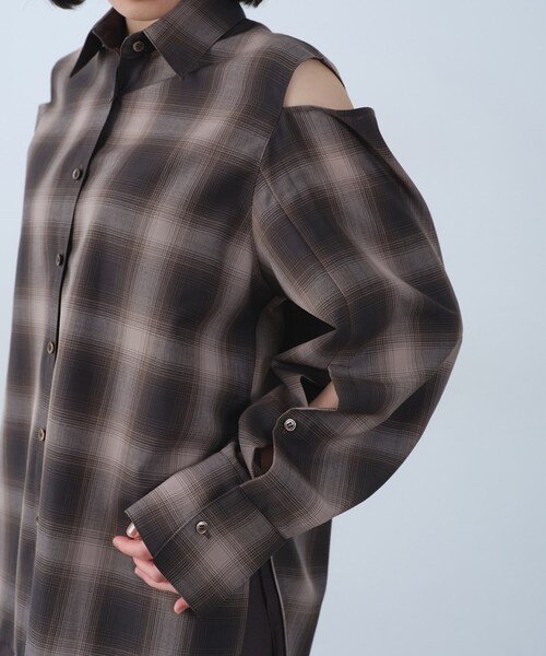 CODE A（コードエー）の「shadow check over shirt（シャツ/ブラウス・レディース・ブラウン系その他2/ネイビー系1・00）」の14枚目の写真