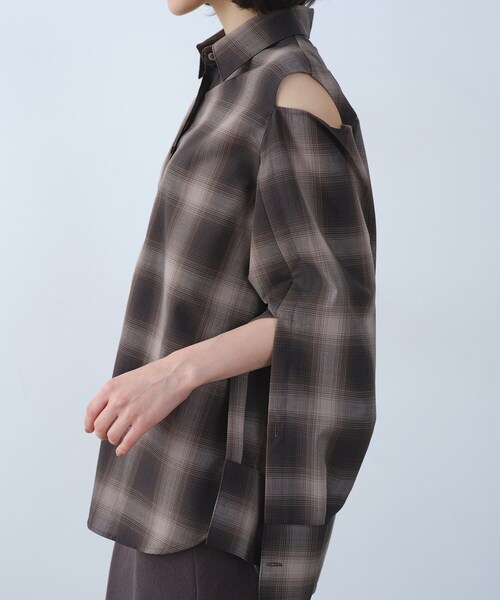 CODE A（コードエー）の「shadow check over shirt（シャツ/ブラウス・レディース・ブラウン系その他2/ネイビー系1・00）」の13枚目の写真