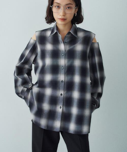 CODE A（コードエー）の「shadow check over shirt（シャツ/ブラウス・レディース・ブラウン系その他2/ネイビー系1・00）」の11枚目の写真