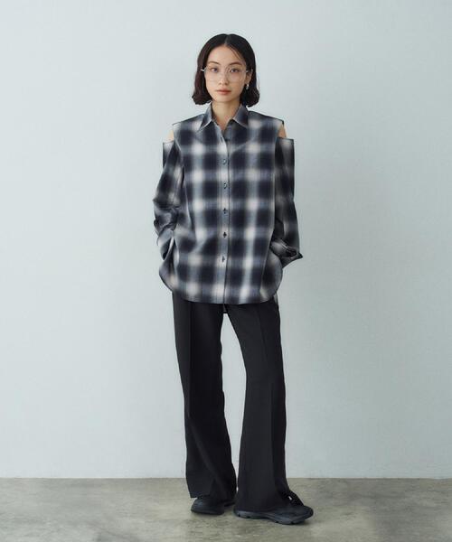 CODE A（コードエー）の「shadow check over shirt（シャツ/ブラウス・レディース・ブラウン系その他2/ネイビー系1・00）」の10枚目の写真