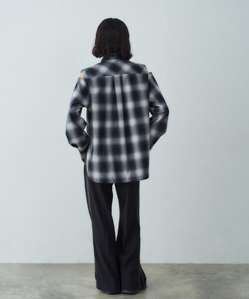 CODE A（コードエー）の「shadow check over shirt（シャツ/ブラウス・レディース・ブラウン系その他2/ネイビー系1・00）」の9枚目の写真