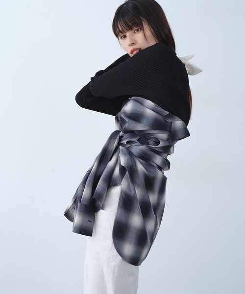 CODE A（コードエー）の「shadow check over shirt（シャツ/ブラウス・レディース・ブラウン系その他2/ネイビー系1・00）」の7枚目の写真