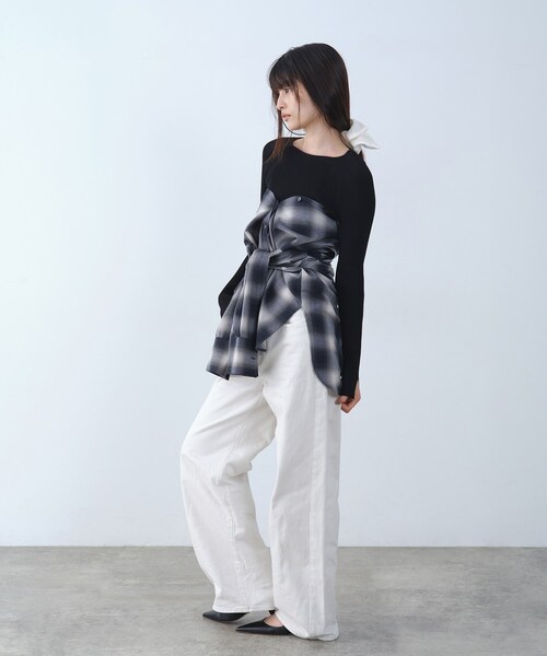 CODE A（コードエー）の「shadow check over shirt（シャツ/ブラウス・レディース・ブラウン系その他2/ネイビー系1・00）」の5枚目の写真