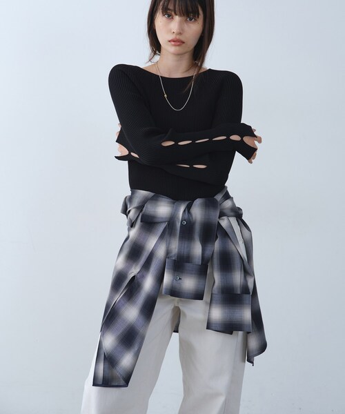 CODE A（コードエー）の「shadow check over shirt（シャツ/ブラウス・レディース・ブラウン系その他2/ネイビー系1・00）」の4枚目の写真