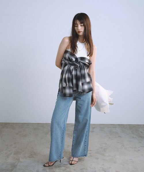 CODE A（コードエー）の「shadow check over shirt（シャツ/ブラウス・レディース・ブラウン系その他2/ネイビー系1・00）」の3枚目の写真