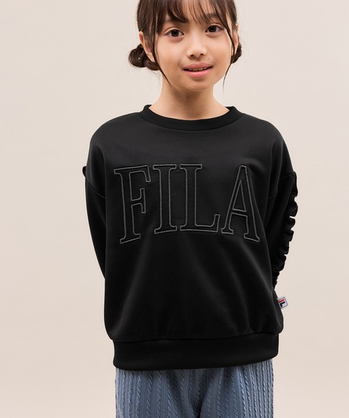 FILA（フィラ）の「【KIDS/キッズ】【FILA/フィラ別注】袖フリル裏毛プルオーバー（スウェット・キッズ・ダークラベンダー/ブラック・130/150/140）」の6枚目の写真