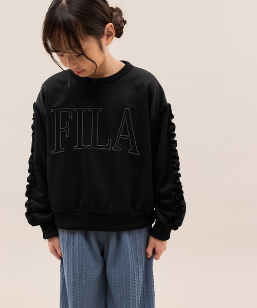 FILA（フィラ）の「【KIDS/キッズ】【FILA/フィラ別注】袖フリル裏毛プルオーバー（スウェット・キッズ・ダークラベンダー/ブラック・130/150/140）」の7枚目の写真