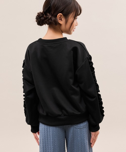 FILA（フィラ）の「【KIDS/キッズ】【FILA/フィラ別注】袖フリル裏毛プルオーバー（スウェット・キッズ・ダークラベンダー/ブラック・130/150/140）」の8枚目の写真