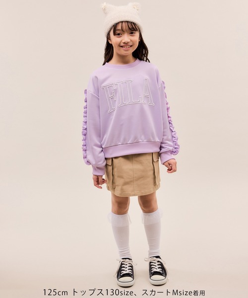 FILA（フィラ）の「【KIDS/キッズ】【FILA/フィラ別注】袖フリル裏毛プルオーバー（スウェット・キッズ・ダークラベンダー/ブラック・130/150/140）」の9枚目の写真