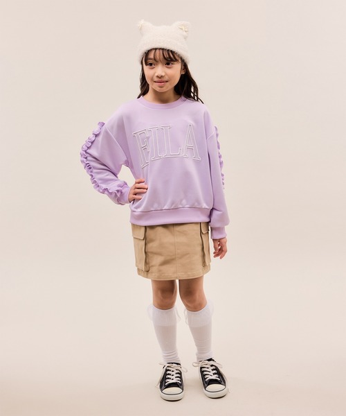 FILA（フィラ）の「【KIDS/キッズ】【FILA/フィラ別注】袖フリル裏毛プルオーバー（スウェット・キッズ・ダークラベンダー/ブラック・130/150/140）」の10枚目の写真