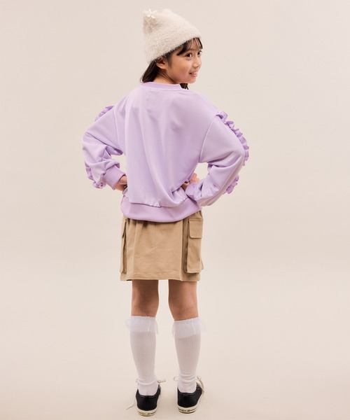 FILA（フィラ）の「【KIDS/キッズ】【FILA/フィラ別注】袖フリル裏毛プルオーバー（スウェット・キッズ・ダークラベンダー/ブラック・130/150/140）」の11枚目の写真