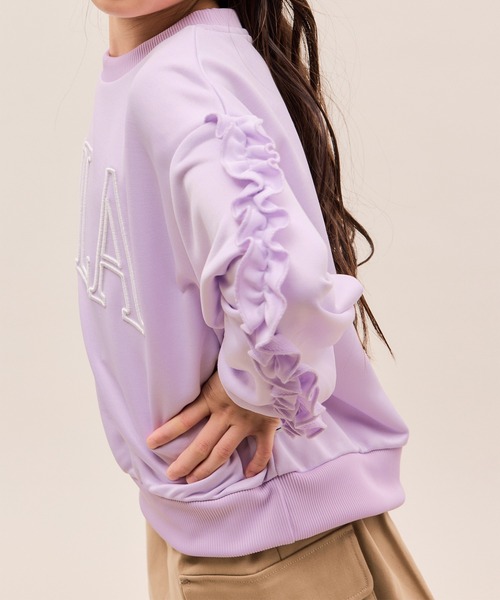 FILA（フィラ）の「【KIDS/キッズ】【FILA/フィラ別注】袖フリル裏毛プルオーバー（スウェット・キッズ・ダークラベンダー/ブラック・130/150/140）」の14枚目の写真
