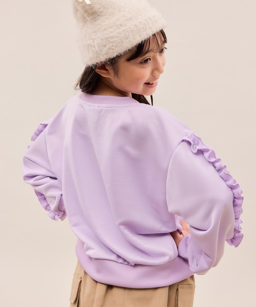 FILA（フィラ）の「【KIDS/キッズ】【FILA/フィラ別注】袖フリル裏毛プルオーバー（スウェット・キッズ・ダークラベンダー/ブラック・130/150/140）」の16枚目の写真