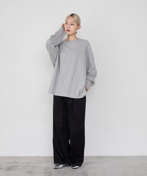 forksy.】小花柄袖切り替えワッフルロンT forksy.│MONO-MART