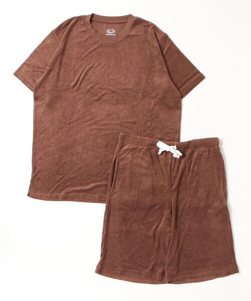 FRUIT OF THE LOOM(フルーツオブザルーム)の「FRUIT OF THE LOOM パイルルームウェア セットアップ(Tシャツ/カットソー・メンズ・ブラック/ブラウン/グレー/オフホワイト/オレンジ/グリーン・LARGE/X-LARGE/MEDIUM)」の1枚目の写真