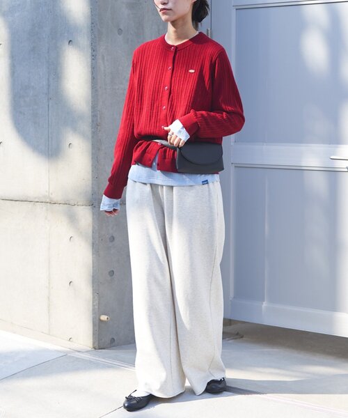 GEVACO（ゲバコ）の「【GEVACO】インナー付きアンサンブル透かし編みニットカーディガン（カーディガン/ボレロ・レディース・チャコールグレー/サックスブルー/レッド・ONE SIZE）」の8枚目の写真