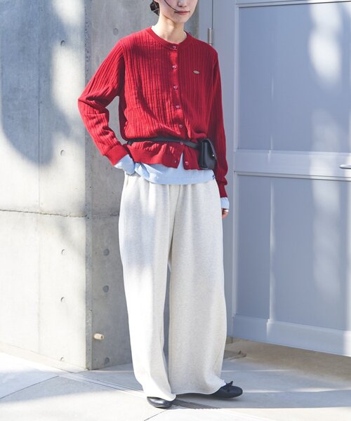 GEVACO（ゲバコ）の「【GEVACO】インナー付きアンサンブル透かし編みニットカーディガン（カーディガン/ボレロ・レディース・チャコールグレー/サックスブルー/レッド・ONE SIZE）」の10枚目の写真