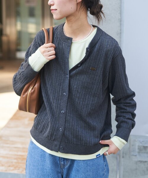 GEVACO（ゲバコ）の「【GEVACO】インナー付きアンサンブル透かし編みニットカーディガン（カーディガン/ボレロ・レディース・チャコールグレー/サックスブルー/レッド・ONE SIZE）」の9枚目の写真