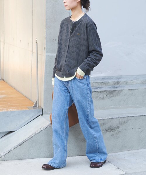 GEVACO（ゲバコ）の「【GEVACO】インナー付きアンサンブル透かし編みニットカーディガン（カーディガン/ボレロ・レディース・チャコールグレー/サックスブルー/レッド・ONE SIZE）」の13枚目の写真