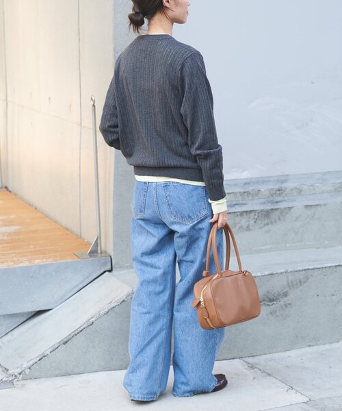 GEVACO（ゲバコ）の「【GEVACO】インナー付きアンサンブル透かし編みニットカーディガン（カーディガン/ボレロ・レディース・チャコールグレー/サックスブルー/レッド・ONE SIZE）」の12枚目の写真