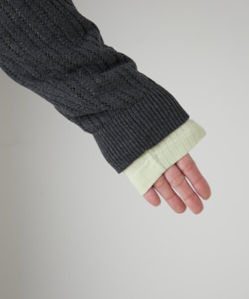 GEVACO（ゲバコ）の「【GEVACO】インナー付きアンサンブル透かし編みニットカーディガン（カーディガン/ボレロ・レディース・チャコールグレー/サックスブルー/レッド・ONE SIZE）」の17枚目の写真