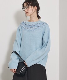 qualite | エンブロイダリーニット/秋服/冬服/ブルー/ハイゲージニット/ローゲージニット(ニット/セーター)