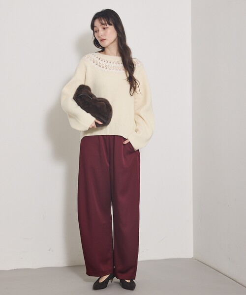 qualite（カリテ）の「エンブロイダリーニット/秋服/冬服/ブルー/ハイゲージニット/ローゲージニット（ニット/セーター・レディース・オフホワイト/ブルー/チャコールグレー・フリー）」の5枚目の写真