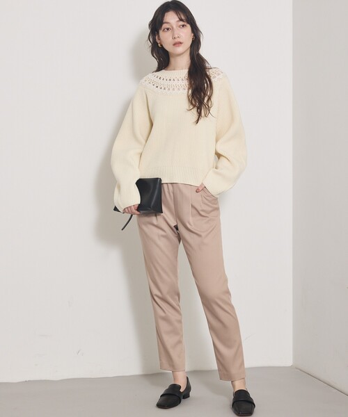 qualite（カリテ）の「エンブロイダリーニット/秋服/冬服/ブルー/ハイゲージニット/ローゲージニット（ニット/セーター・レディース・オフホワイト/ブルー/チャコールグレー・フリー）」の6枚目の写真