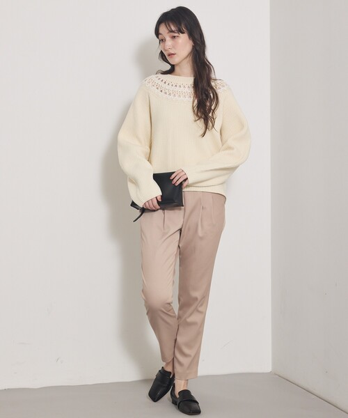 qualite（カリテ）の「エンブロイダリーニット/秋服/冬服/ブルー/ハイゲージニット/ローゲージニット（ニット/セーター・レディース・オフホワイト/ブルー/チャコールグレー・フリー）」の7枚目の写真