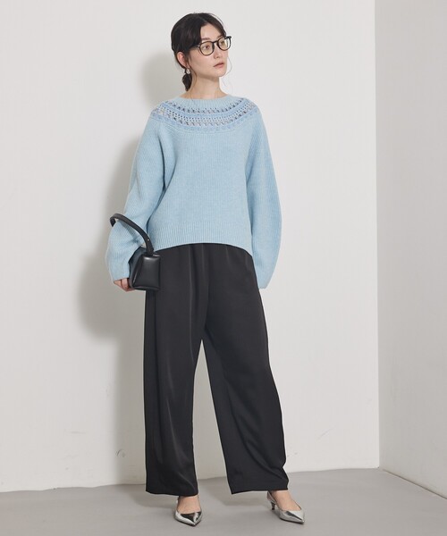 qualite（カリテ）の「エンブロイダリーニット/秋服/冬服/ブルー/ハイゲージニット/ローゲージニット（ニット/セーター・レディース・オフホワイト/ブルー/チャコールグレー・フリー）」の11枚目の写真