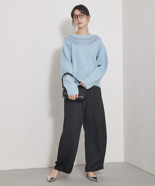 qualite（カリテ）の「エンブロイダリーニット/秋服/冬服/ブルー/ハイゲージニット/ローゲージニット（ニット/セーター・レディース・オフホワイト/ブルー/チャコールグレー・フリー）」の12枚目の写真