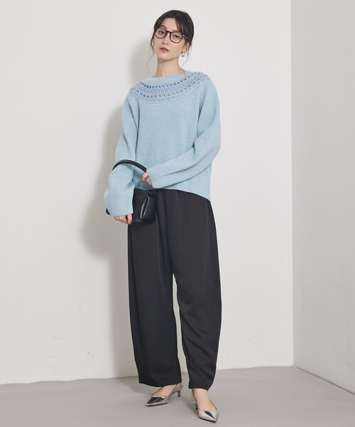 qualite（カリテ）の「エンブロイダリーニット/秋服/冬服/ブルー/ハイゲージニット/ローゲージニット（ニット/セーター・レディース・オフホワイト/ブルー/チャコールグレー・フリー）」の13枚目の写真