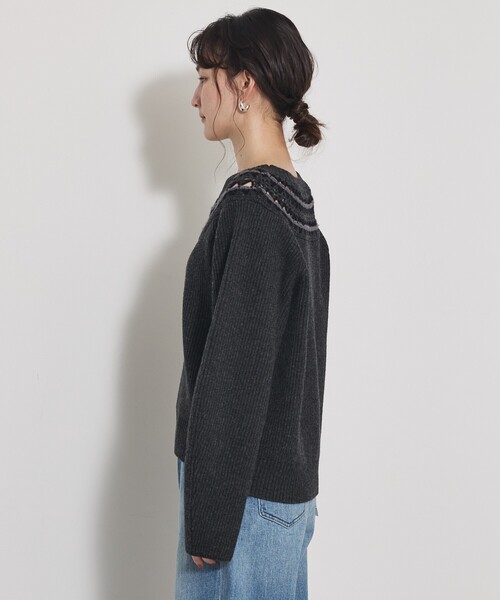 qualite（カリテ）の「エンブロイダリーニット/秋服/冬服/ブルー/ハイゲージニット/ローゲージニット（ニット/セーター・レディース・オフホワイト/ブルー/チャコールグレー・フリー）」の15枚目の写真