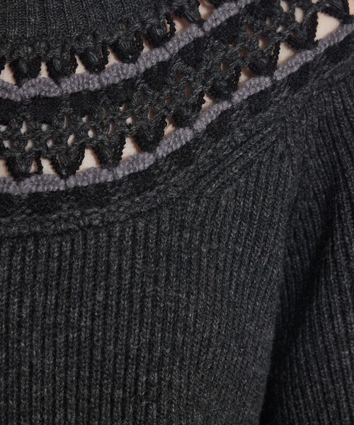 qualite（カリテ）の「エンブロイダリーニット/秋服/冬服/ブルー/ハイゲージニット/ローゲージニット（ニット/セーター・レディース・オフホワイト/ブルー/チャコールグレー・フリー）」の19枚目の写真