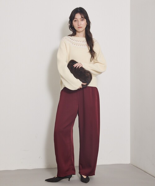 qualite（カリテ）の「エンブロイダリーニット/秋服/冬服/ブルー/ハイゲージニット/ローゲージニット（ニット/セーター・レディース・オフホワイト/ブルー/チャコールグレー・フリー）」の21枚目の写真