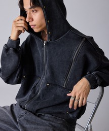 Theater code（シアターコード）の「Diamond Rivet Detachable Sleeve Design Zip-Up Hoodie / ひし形リベット付き デタッチャブルスリーブデザインジップパーカー（パーカー）」