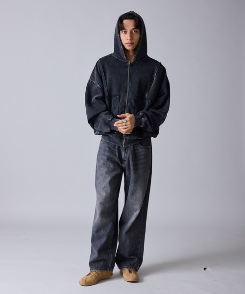 Theater code(シアターコード)の「Diamond Rivet Detachable Sleeve Design Zip-Up Hoodie / ひし形リベット付き デタッチャブルスリーブデザインジップパーカー 2026年 夏 夏服メンズ(パーカー・メンズ・ブラック/グレー・L/M)」の21枚目の写真