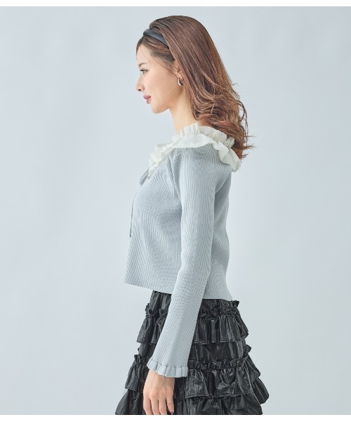 PEACH JOHN（ピーチジョン）の「フリルカラーニットトップス（カーディガン/ボレロ・レディース・ベージュ/ブラック/グレー・ONE SIZE）」の19枚目の写真