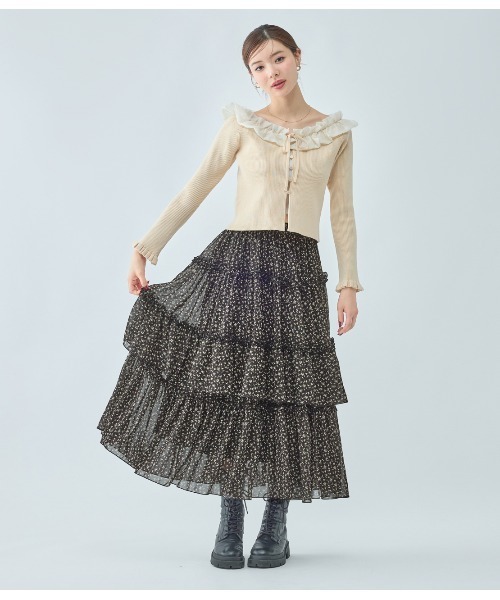 PEACH JOHN（ピーチジョン）の「フリルカラーニットトップス（カーディガン/ボレロ・レディース・ベージュ/ブラック/グレー・ONE SIZE）」の20枚目の写真