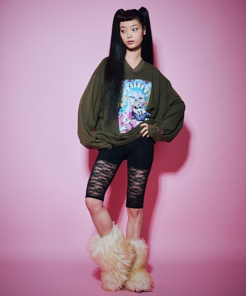 anna sui nyc（アナ スイ エヌ ワイ シー）の「TERAビッグロングスリーブ（Tシャツ/カットソー・レディース・ブラック/パープル・FREE）」の6枚目の写真