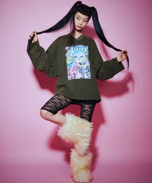 anna sui nyc（アナ スイ エヌ ワイ シー）の「TERAビッグロングスリーブ（Tシャツ/カットソー・レディース・ブラック/パープル・FREE）」の7枚目の写真