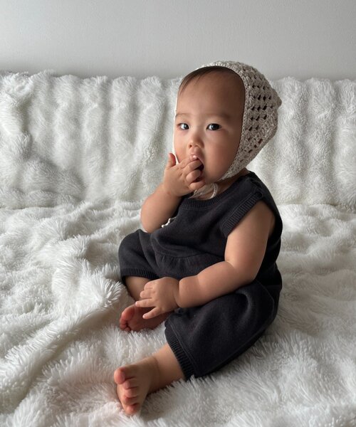 CIAOPANIC TYPY（チャオパニックティピー）の「【綿100％で洗える】【BABY】スウェットライクニットロンパース(OSORO)（ロンパース・キッズ・チャコールグレー/ブラウン/オフホワイト/レッド/サックスブルー・80）」の21枚目の写真