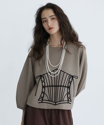 ESCAR | ■ESCAR コルセットコード刺繍プルオーバー(Tシャツ/カットソー)