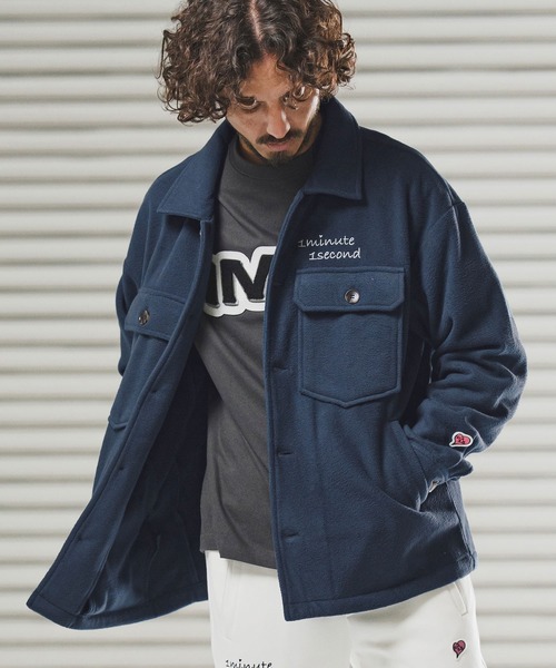 1minute 1second(ワンミニットワンセカンド)の「mj11157-soft fleece CPO jacket with cursive embroidery フリースジャケット(1M25F140)(その他アウター・メンズ・ホワイト/ネイビー/ブラック・XL/L/M/S)」の3枚目の写真