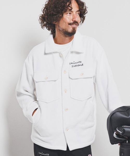 1minute 1second(ワンミニットワンセカンド)の「mj11157-soft fleece CPO jacket with cursive embroidery フリースジャケット(1M25F140)(その他アウター・メンズ・ホワイト/ネイビー/ブラック・XL/L/M/S)」の2枚目の写真